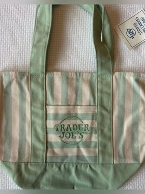 2026 mini Trader Joe’s tote green and cream striped